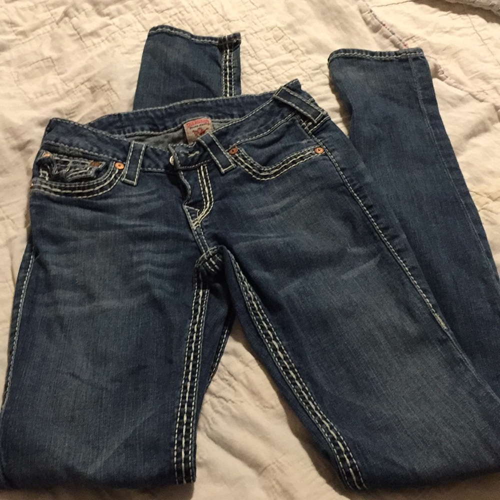 True Religion Women’s Jeans White Stitch Sz 26